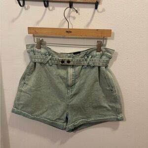BDG Urban Outfitters Green Jean Shorts with Paper-Bag Waist